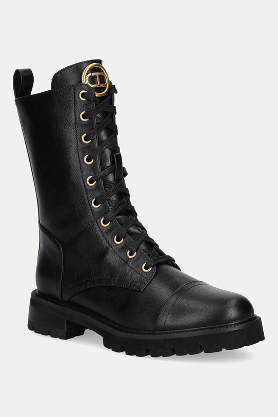 Twinset workery skórzane płaski czarny 252TCP190.00006