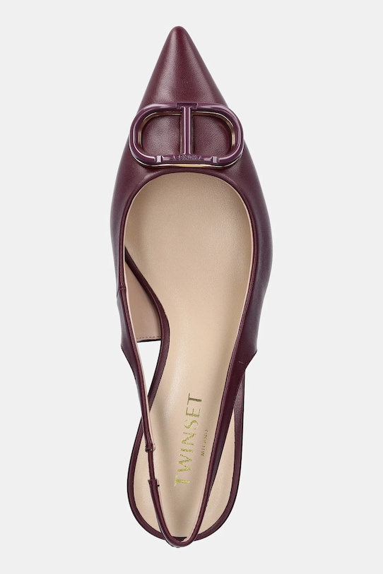 Încălțăminte Twinset stilettos de piele 252TCP030.05609 burgundia