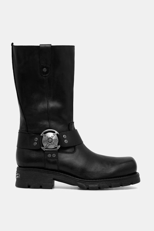 New Rock botki skórzane Itali Negro, Motorcycle Negro M.7610.S1 czarny AW25