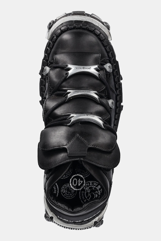 New Rock sneakers in pelle Crust Negro, Tank Casco Negro Power nero M.WALL106.S10
