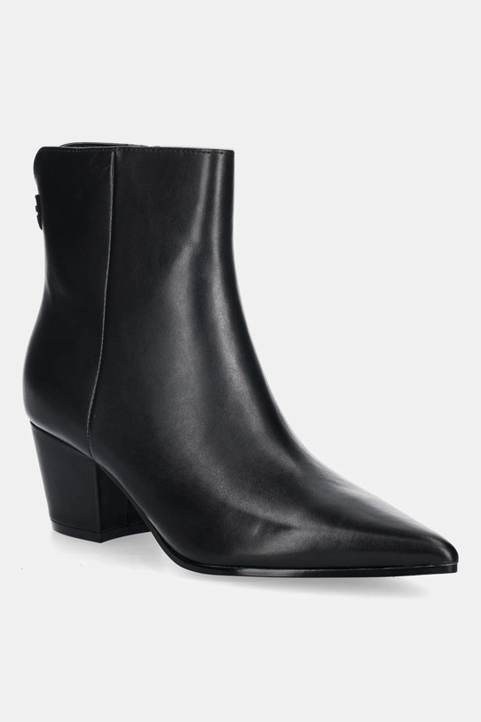 Guess botki skórzane HALISA słupek czarny FLFHAL.LEA10.BLACK