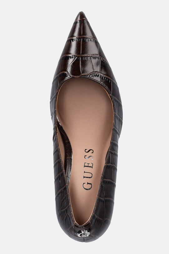 Δερμάτινες γόβες Guess PRINDY καφέ FLFPRN.LEP08.BROWN