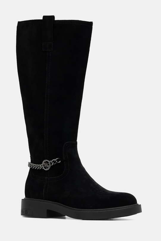 Guess kozaki zamszowe FYONAL2 płaski czarny FLFYN2.LEA11.BLACK