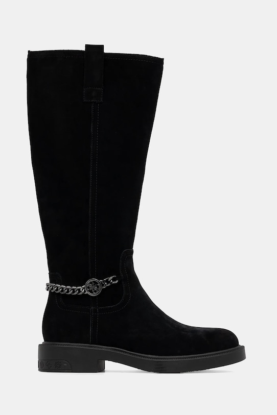 Guess cizme din piele întoarsă FYONAL2 FLFYN2.LEA11.BLACK negru AW25