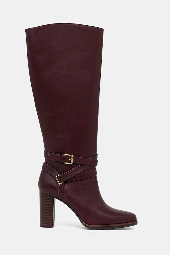 Kožne čizme Lauren Ralph Lauren Cllns Tl Hl 802974386003.600 bordo AW25