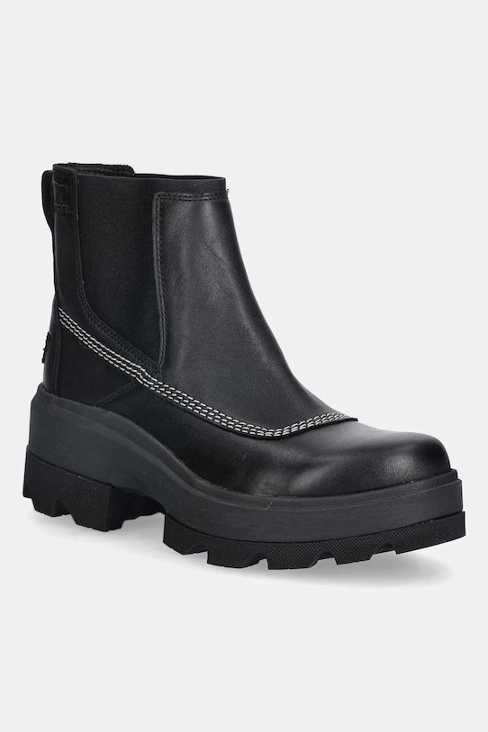 Sorel bőr bokacsizma JOAN FRWD CHELSEA platform fekete 2138421010