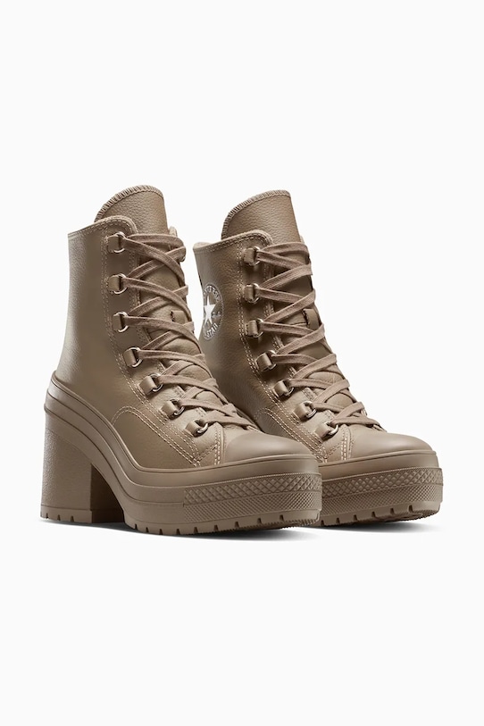 Converse botki skórzane Chuck 70 De Luxe Heel A13064C brązowy AW25