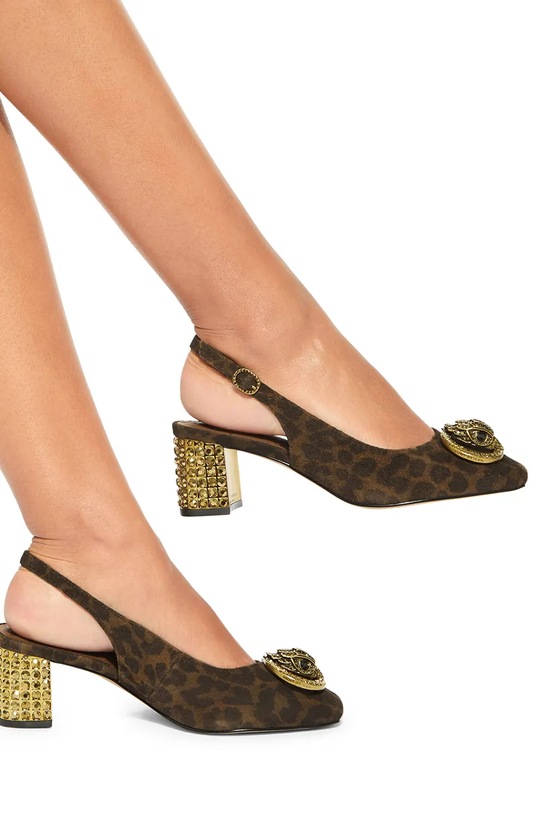 Kurt Geiger London czółenka zamszowe Chelsea Block Slingback 3415035289 brązowy