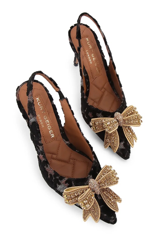 Kurt Geiger London szpilki Belgravia Bow High Sling 4984935689 brązowy AW25