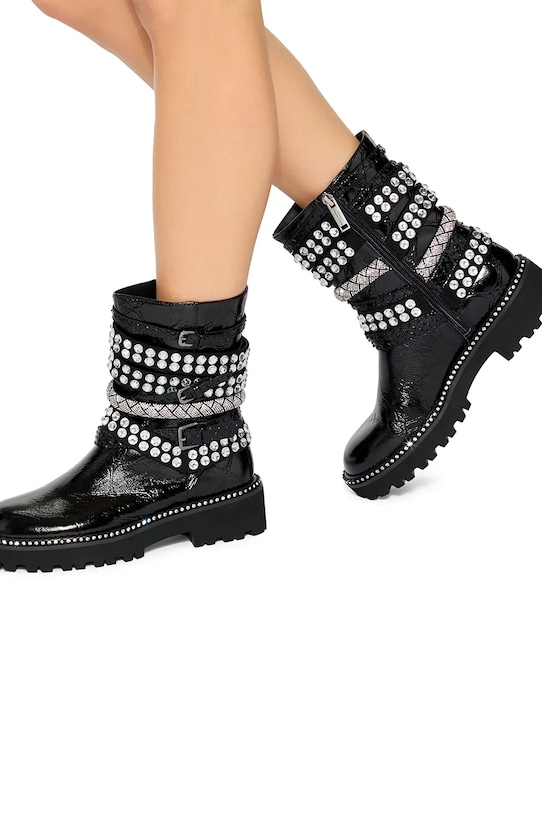 Kurt Geiger London botki skórzane Multi Strap Flat Boot 4994309419