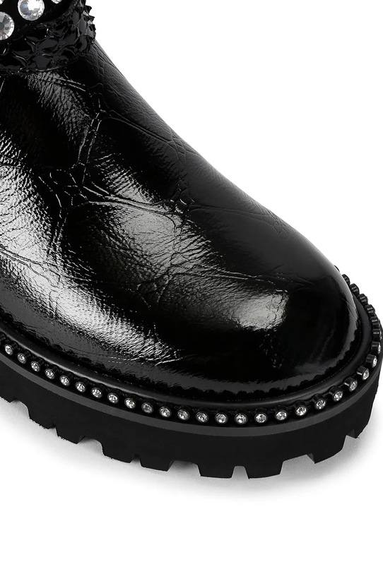 Usnjeni gležnarji Kurt Geiger London Multi Strap Flat Boot črna 4994309419