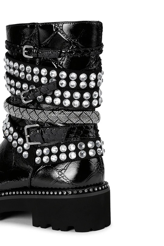 Usnjeni gležnarji Kurt Geiger London Multi Strap Flat Boot 4994309419 črna