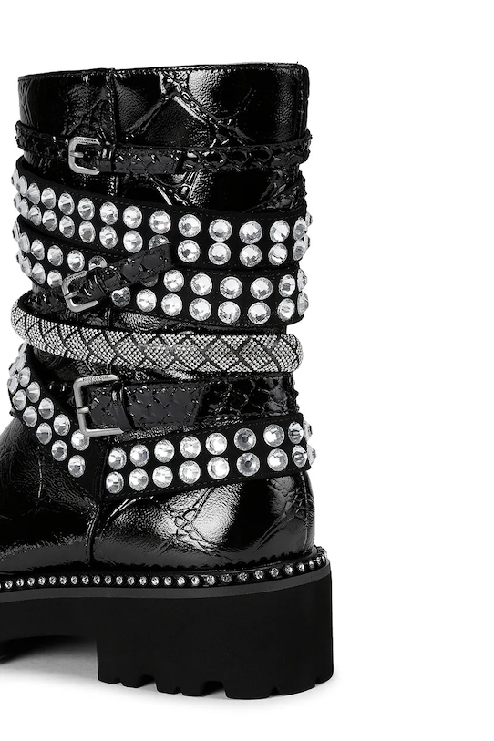 Kurt Geiger London botki skórzane Multi Strap Flat Boot 4994309419 czarny