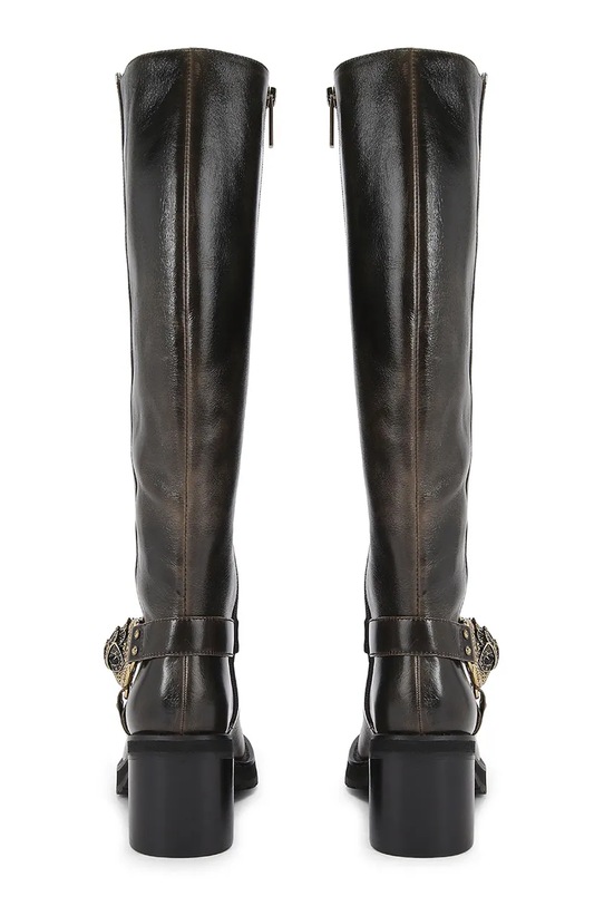 Obuwie Kurt Geiger London kozaki skórzane Chelsea Mid Knee Biker 5028935189 brązowy