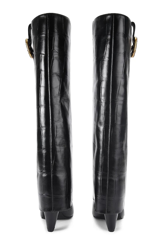 Obuwie Kurt Geiger London kozaki skórzane Fold Over Tall Boot 5022300419 czarny