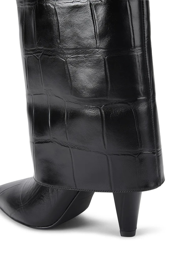 Kurt Geiger London kozaki skórzane Fold Over Tall Boot czarny 5022300419