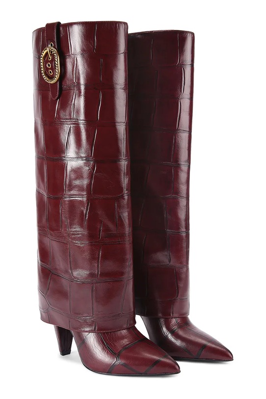 Kožené čižmy Kurt Geiger London Fold Over Tall Boot 5022354419 hnedá AW25