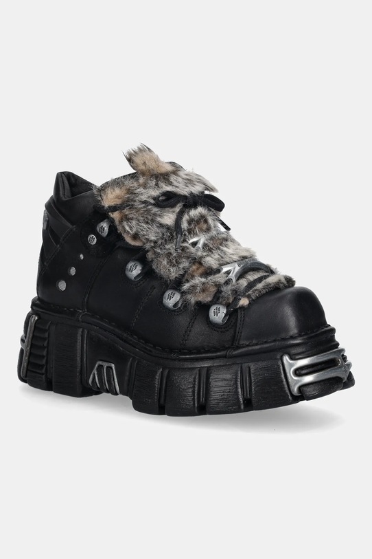 New Rock sneakersy skórzane M-106NPELO-C1 CRUST NEGRO pozostałe czarny M.106NPELO.C1