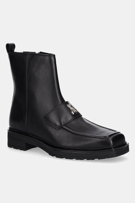 Patrizia Pepe botki skórzane płaski czarny 2Y0034.L048.K103