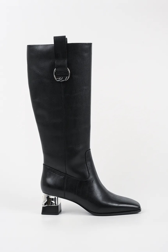 Karl Lagerfeld kozaki skórzane KAYLA słupek czarny KL35470.000