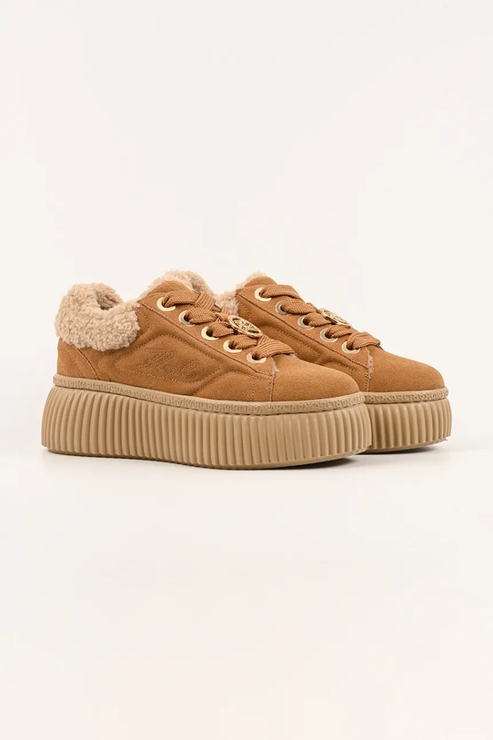 Karl Lagerfeld sneakersy zamszowe KREEPER LO KL42312.5T2 brązowy AW25