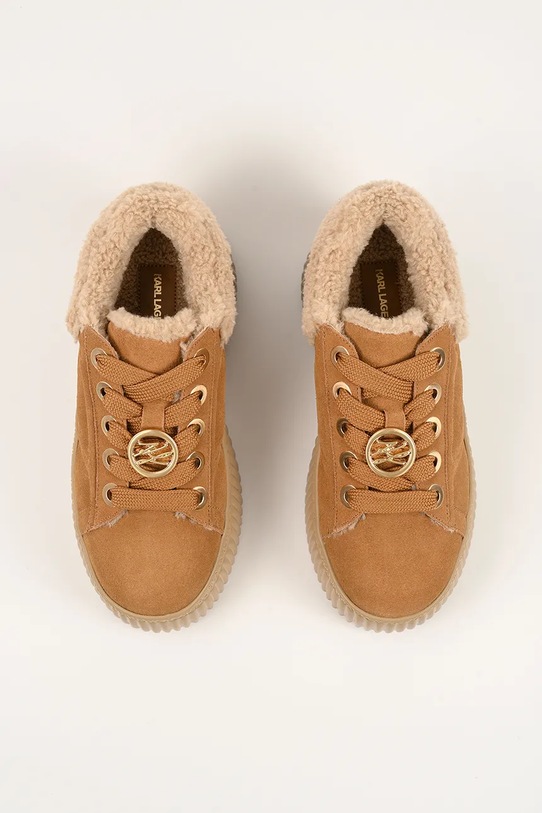 Karl Lagerfeld sneakersy zamszowe KREEPER LO brązowy KL42312.5T2