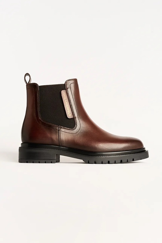 Karl Lagerfeld botki skórzane BINKY płaski brązowy KL47545.044