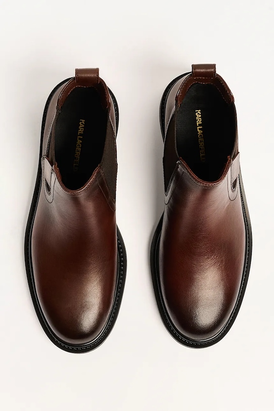 Kožené členkové topánky Karl Lagerfeld BINKY hnedá KL47545.044