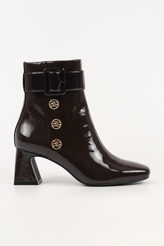 Karl Lagerfeld botki skórzane BEATA słupek brązowy KL31455A.144