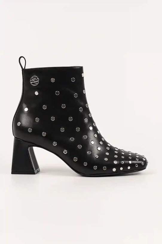 Karl Lagerfeld botki skórzane BEATA słupek czarny KL31445S.00S