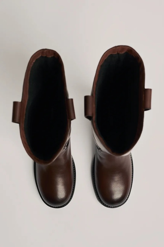 Karl Lagerfeld kozaki skórzane BROOKLYN brązowy KL41790W.044