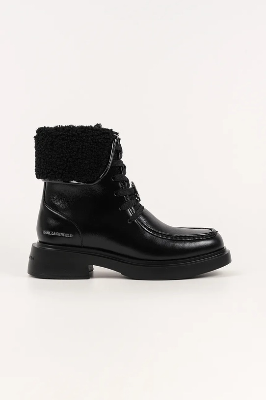 Karl Lagerfeld botki skórzane MACIE płaski czarny KL41255.100