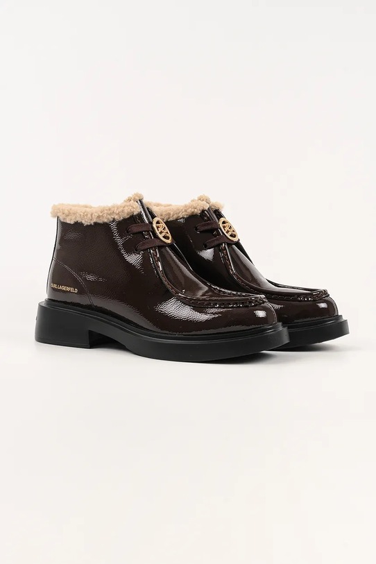 Karl Lagerfeld botki skórzane MACIE KL41235.144 brązowy AW25