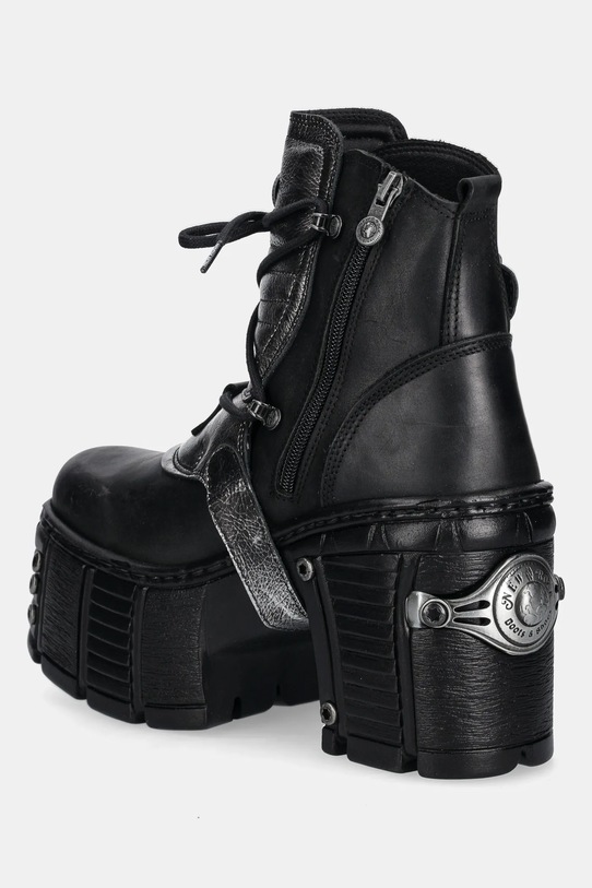 Obuwie New Rock botki skórzane ITALI NEGRO BOX PLANE M.TM004.C3 czarny