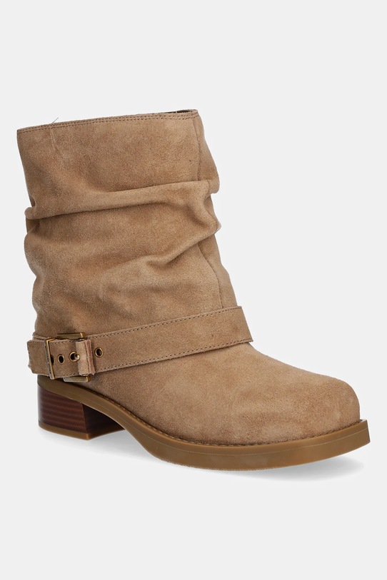 MICHAEL Michael Kors botki zamszowe Colby słupek beżowy 40F5COFE5S.297