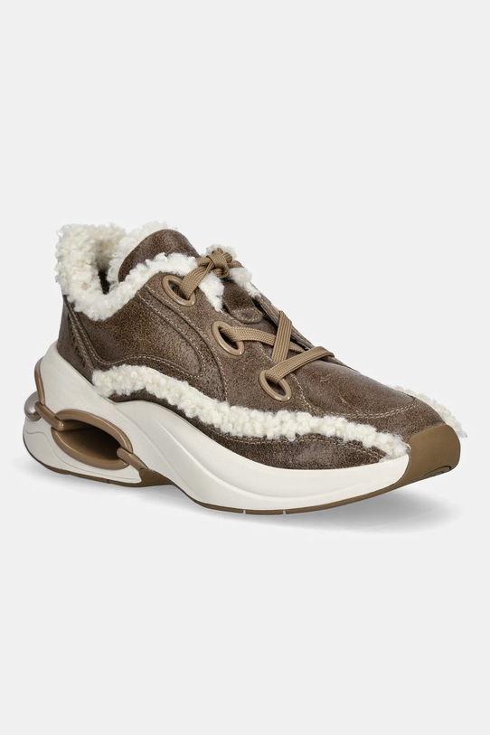 MICHAEL Michael Kors sneakersy skórzane Toni płaska brązowy 43F5TRFS3L.297
