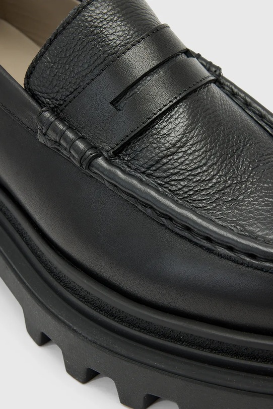 AllSaints mokasyny skórzane BETH LTHR LOAFER czarny W059FD