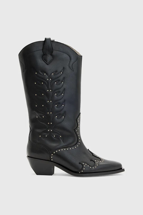 AllSaints kowbojki skórzane CARINA BOOT słupek czarny W061FD
