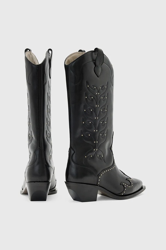 Obuwie AllSaints kowbojki skórzane CARINA BOOT W061FD czarny