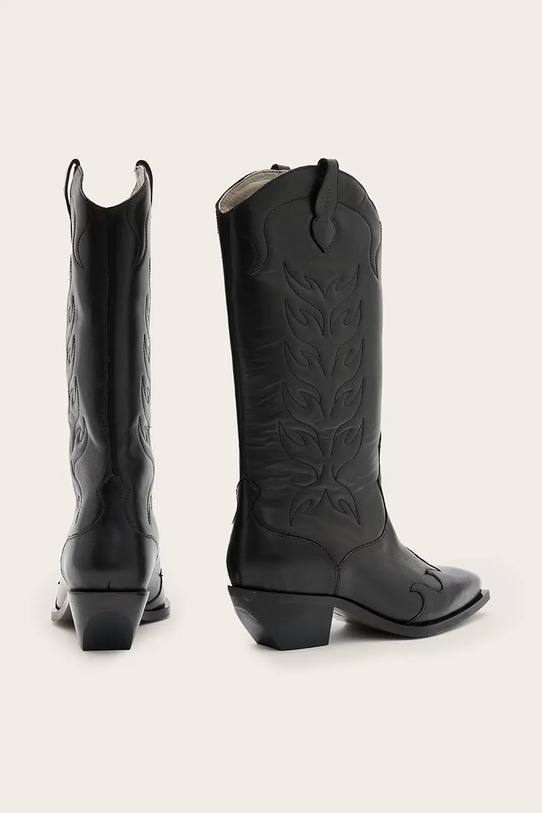 Obuwie AllSaints kowbojki skórzane DOLLY BOOT W063FC czarny