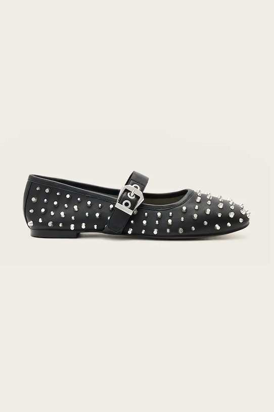 AllSaints baleriny skórzane Holly Stud Shoe czarny W040FD