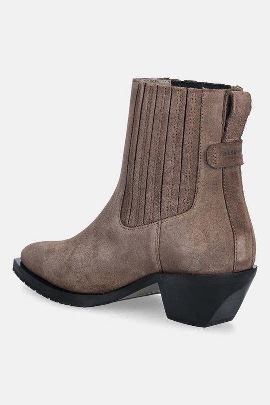 Obuwie AllSaints sztyblety zamszowe MARCIE SUEDE BOOT W018FD brązowy