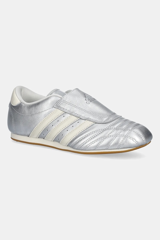 Δερμάτινα αθλητικά παπούτσια adidas Originals Teakwondo φλατ ασημί JS4023