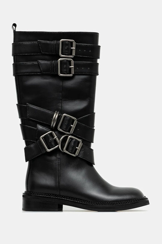 Kožené kozačky Andersson Bell Layered Strap Boots aaa483w černá AW25
