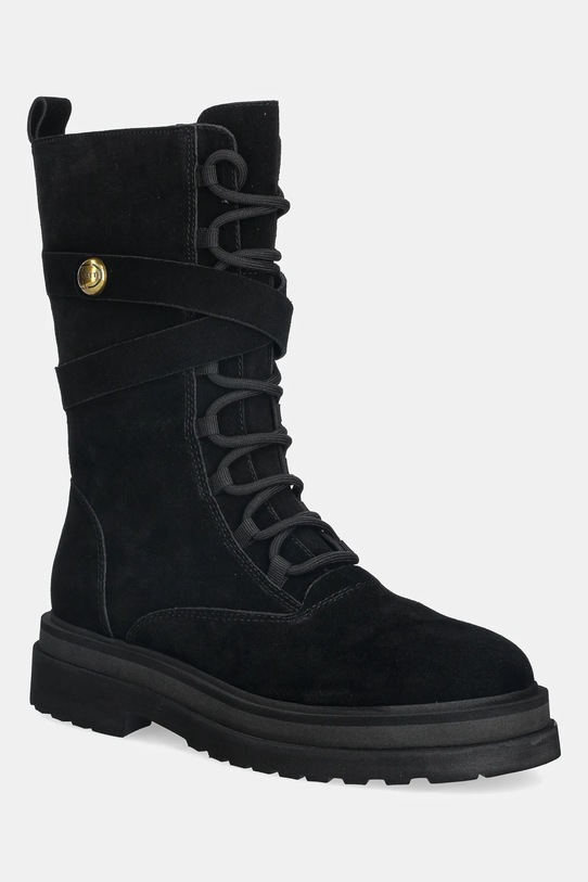 Twinset botki zamszowe płaski czarny 252TGT050.00006