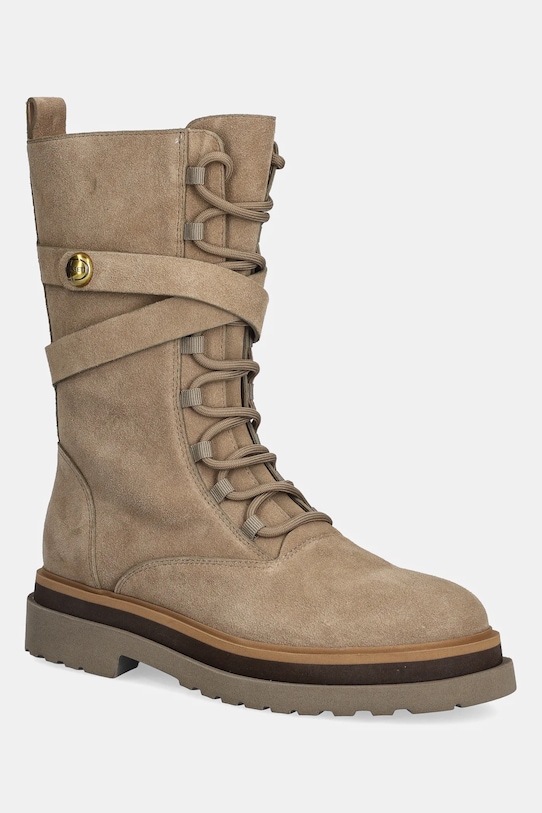 Twinset cizme din piele întoarsă cu snur bej 252TGT050.12538