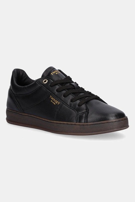 Twinset sneakersy skórzane płaska czarny 252TGT024.00006