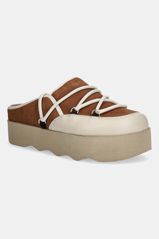 Scholl papuci din piele LINDSAY platformă maro F318352422