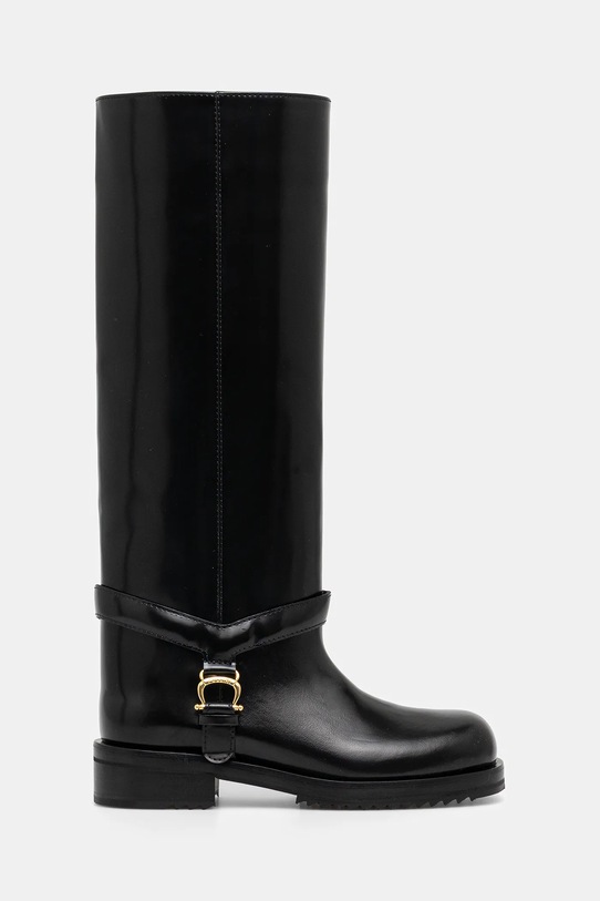 Usnjeni elegantni škornji Pollini PA26154G0NPC0000 črna AW25