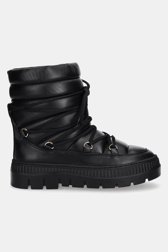 Pollini śniegowce skórzane SA24225G0NTE100A czarny AW25